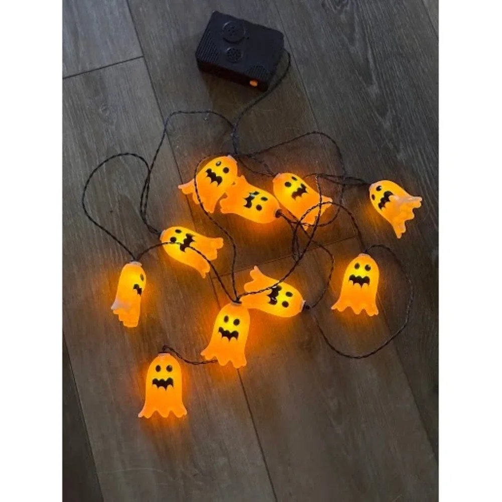 2 Pack Halloween Ghost LED Light String 20 Count 8.7ft Battery Operated Decor